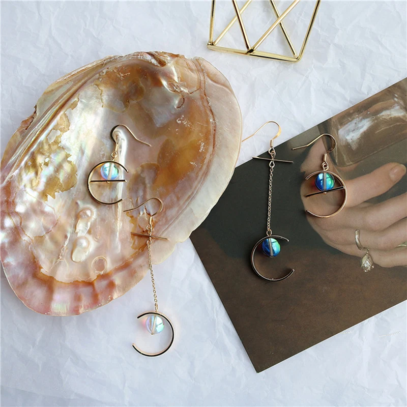 Винтажные асимметричные серьги для женщин темпераментные длинные висячие