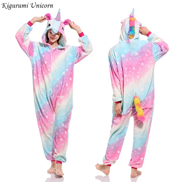 Grey Slipper Кигуруми Единорог женские пижамы наборы зима с капюшоном животных комбинезоны костюм для тематической вечеринки пижамы Ночная рубашка пижамный комплект - Цвет: Grey Slipper