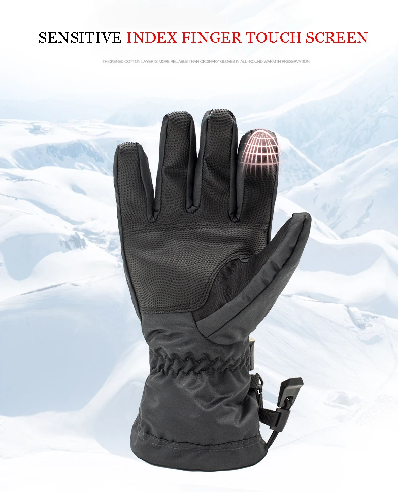 Mens dark gray camouflage ski gloves warm riding snowboardin skiing gloves winter outdoor sports gloves waterproof 10K