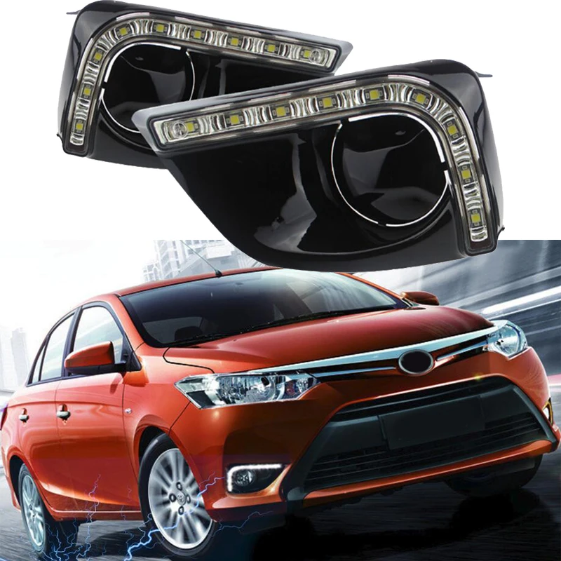 Для Toyota Vios Yaris Sedan 2014 2015 автомобильные мигающие противотуманные фары светодиодные