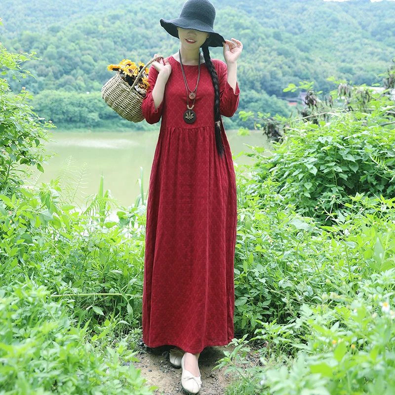 Женское жаккардовое платье с круглым вырезом свободное облегающее большого