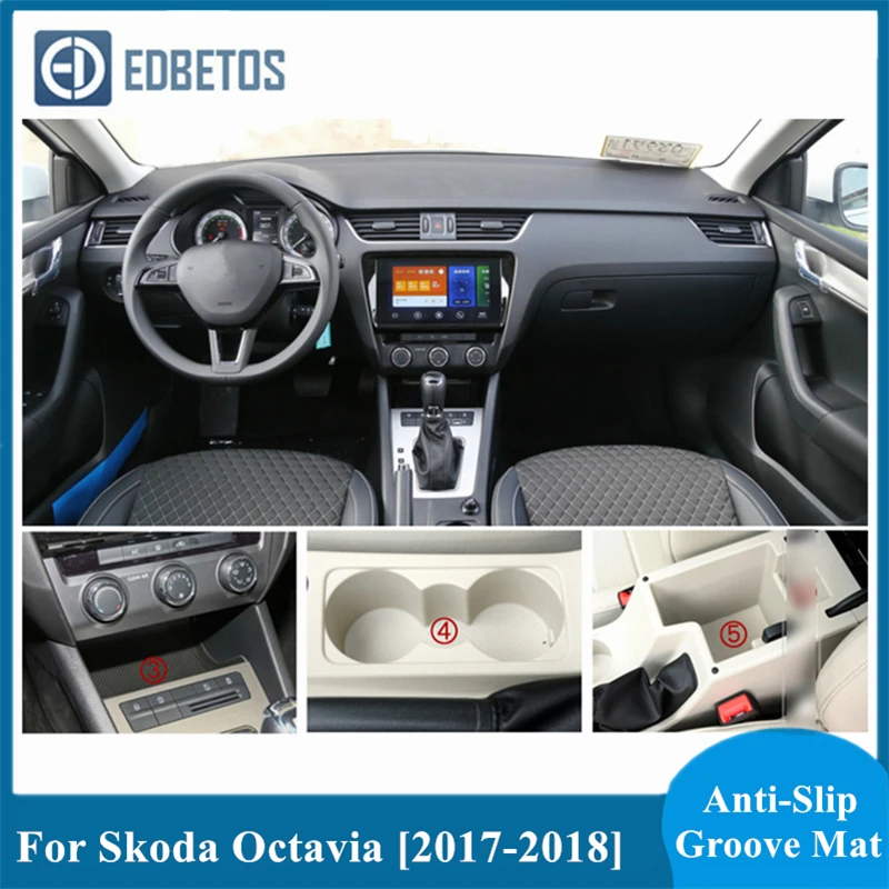 

Anti-Slip Gate Slot Cup Mat For Skoda Octavia 2017 2018 Interior Non-Slip Mat Accessories Door Pad 8pcs Car Styling Stickers