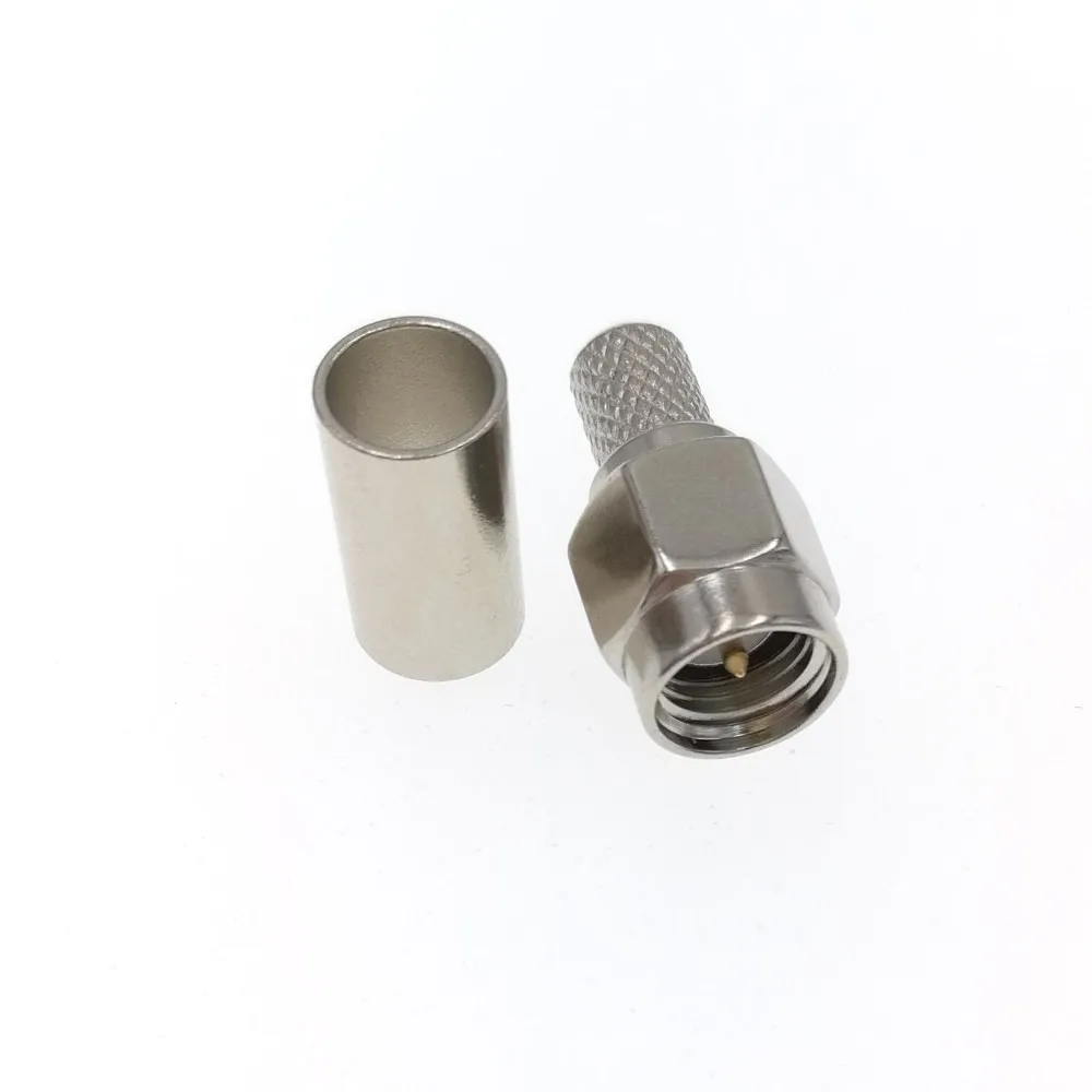 Обжимные штекеры SMA RG58 RG142 LMR195 RG400 прямой радиочастотный Соединитель с никелевым