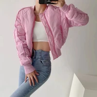soild winter woman jacket 2021 all match pink sweet age reducing fashion bomber jacket women loose casual cotton female jackets