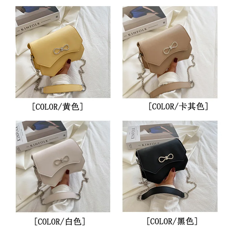 

PU Leather Purses and Handbags for Women 2021 Designer Luxury High Quality Bags Girls Female Shoppers Diamond Bow Chains Wallets