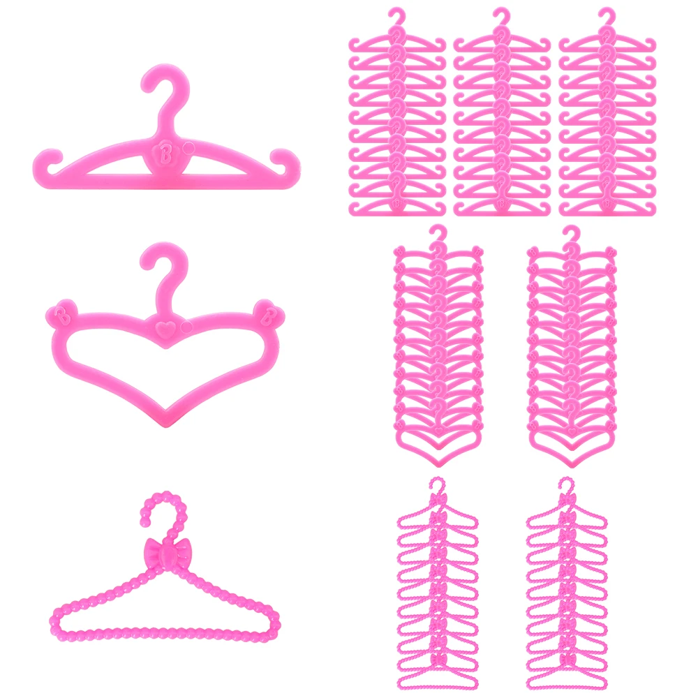 

New Arrive Fashion Handmade 70 Items /Lot Doll Accessories Different Shape Hangers For Barbie Dressing Game Best DIY Present