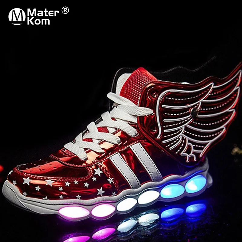 

Size 25-37 USB Charging Wing LED Children Shoes With Light UP Kids Casual Boys&Girls Sneakers Glowing Shoe zapatillas con luces