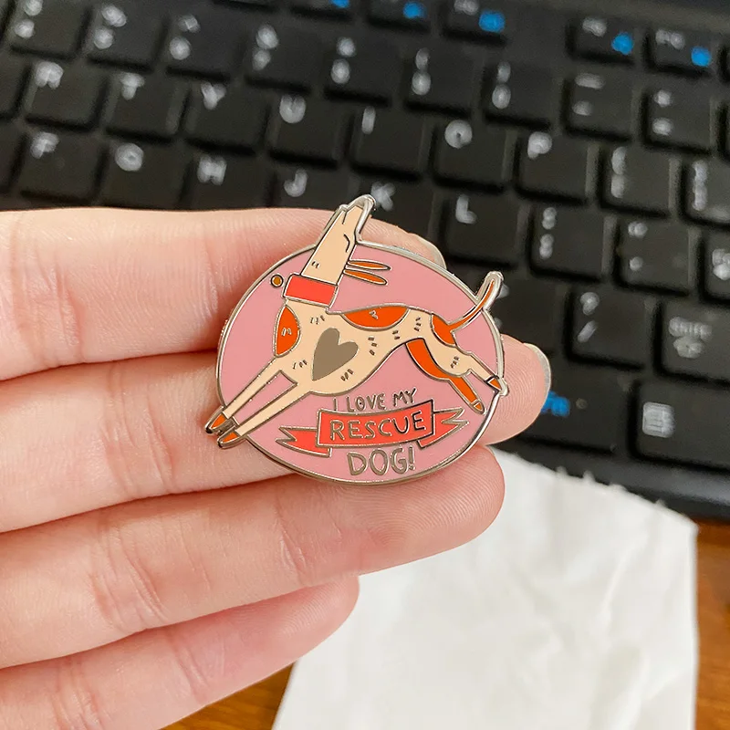 Булавка с надписью I Love My Rescue Dog милая возлюбленная сердцем брошь в виде щенка