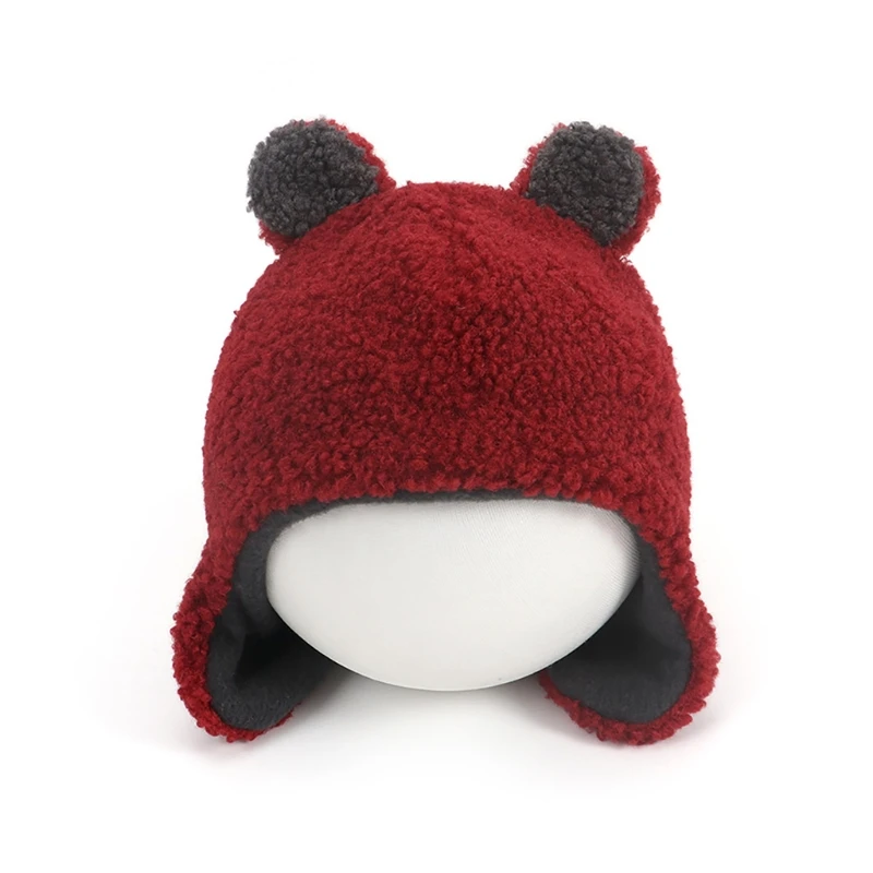 

Baby Cute Bear Ears Earflap Hat Winter Warm Plush Beanie for Toddler Infant Boys Girls H9EF