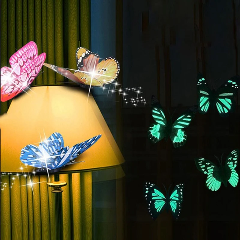

10 Pieces of 3D Luminous Butterfly Design Decal Art Wall Stickers Room High Quality Home Decoration DIY Wall Decoration