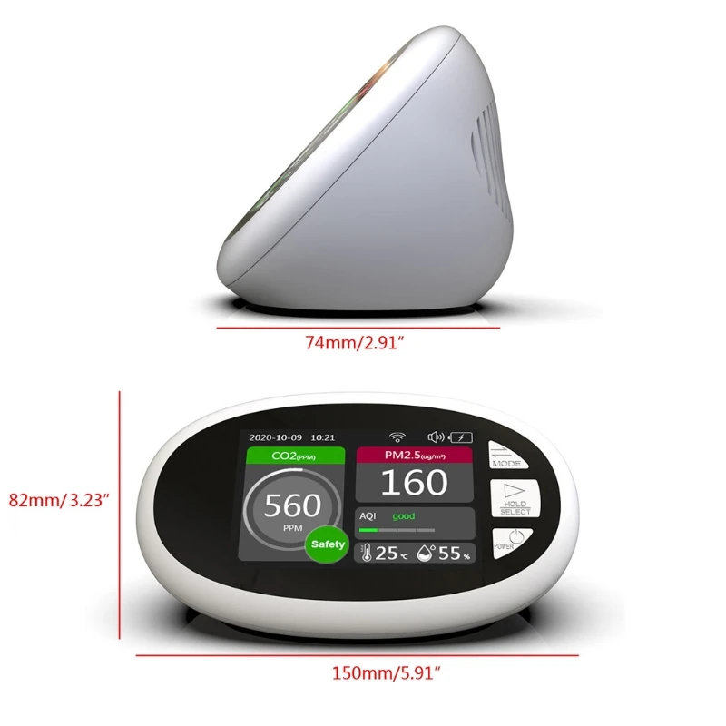 

DM125 Air Quality Detector Monitor Gas Detector AQI Temperature Humidity Intelligent Sensor CO2 Meter Sensor for Air Quality Po