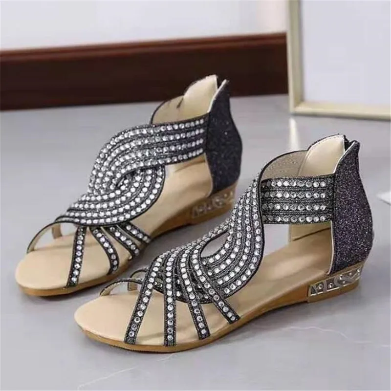 

Fish mouth women's sandals large size summer new fashion Rome zipper platform sandals womens shoes casual bottom women slides