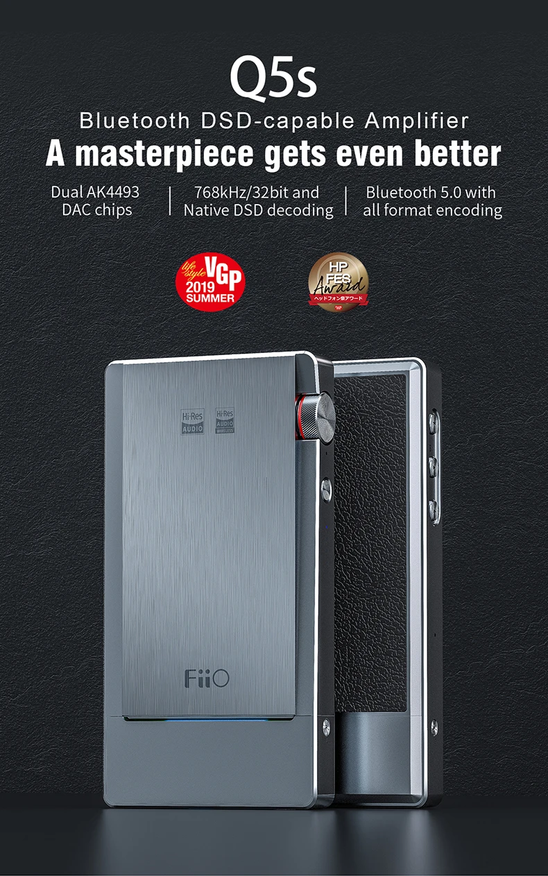 FiiO Q5s Bluetooth 5,0 AK4493EQ dsd-способный DAC& усилитель, USB усилитель DAC для iPhone/компьютера/Android/sony 2,5 мм 3,5 мм 4,4 мм