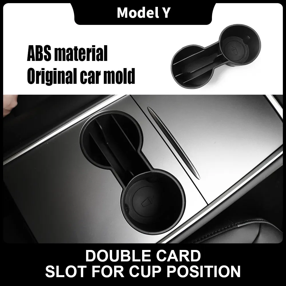 

For Tesla Model 3 Y 2021 interior Water Cup Multi-grid Card Slot Car Water Holder car central water cup Double slot storage box