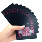Водонепроницаемые игральные карты из ПВХ, набор из 54 предметов, покер, Классические трюки, инструмент, чисто черный, в коробке