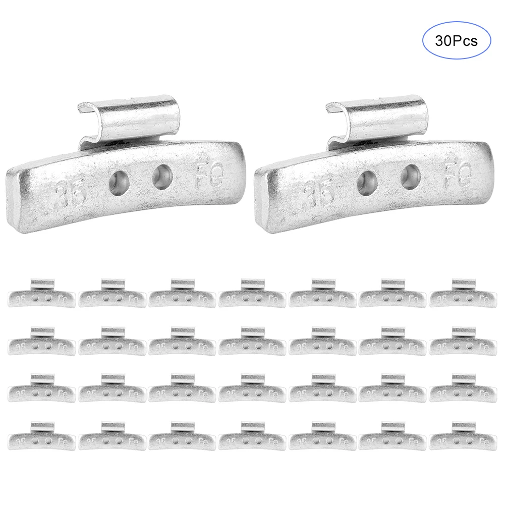 

30pcs 35g/1.23oz P Style Wheel Weight Aluminium Alloy Clip on Balancing for Steel Wheels Hook-type Balance Weight