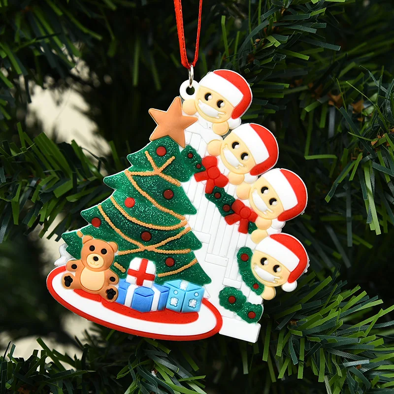 

Christmas DIY Name Wishes PVC Santa Mask Family Christmas Pendant Holiday Party Decoration New Year 2022
