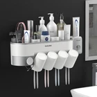 Настенное крепление держатель для зубной пасты и для зубной щетки, автоматический диспенсер, наборы аксессуаров для ванной комнаты, органайзер для хранения, стойка, коробка