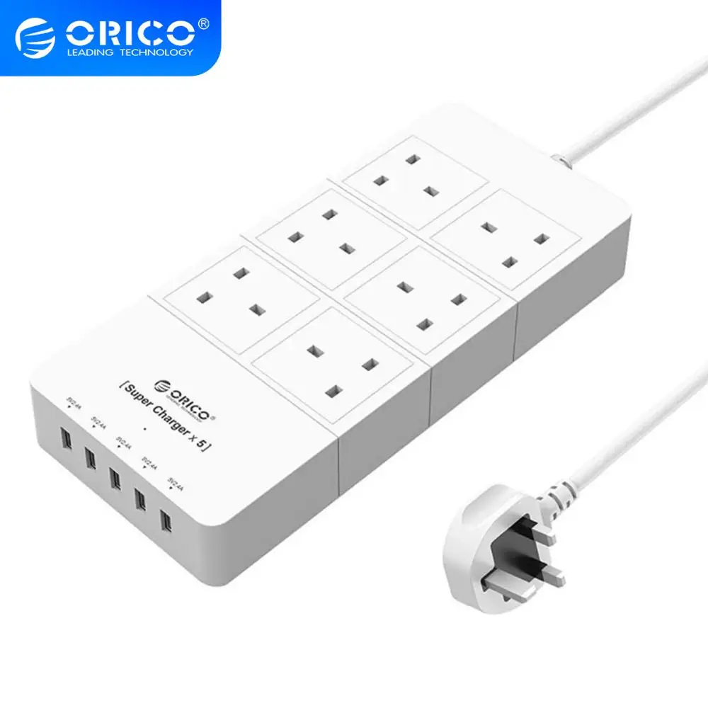 ORICO HPC 6A5U UK WH для дома и офиса штепсельная вилка Великобритании usb адаптер