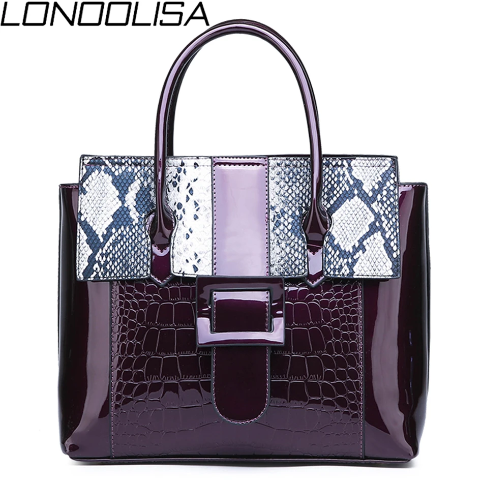 Женская Ручная сумка LONOOLISA из лакированной кожи под змеиную кожу 2019|Сумки с