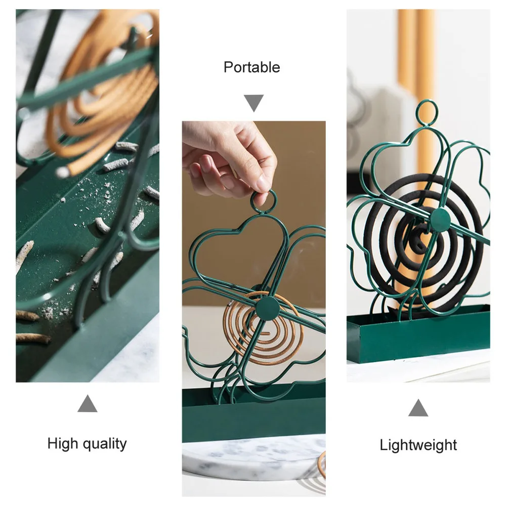 

1Pc Household Mosquito Coil Shelf Iron Art Mosquito Incense Rack Decor (Green)