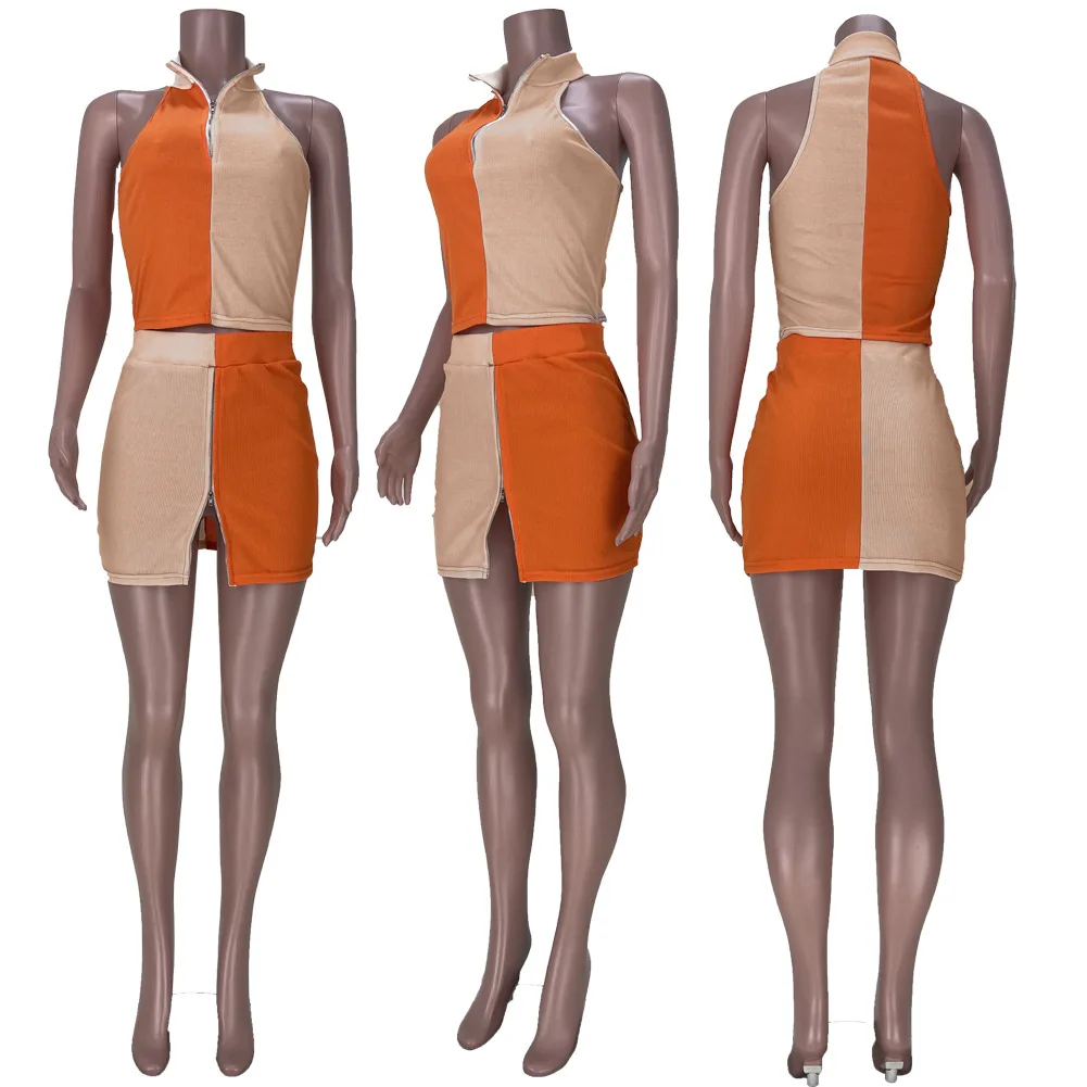 

72L5213 Summer fashion and leisure Street women's wear two-piece suit of sleeve less top and skirt
