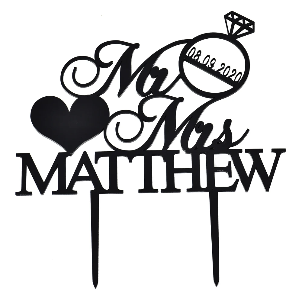 Персонализированные Выгравированные украшения для свадебного торта акриловые