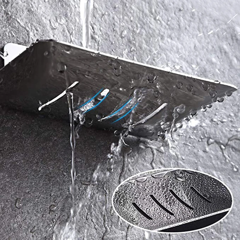 

Soap Box Drainable Soap Dish 304 Stainless Steel Wall-Mounted Soap Holder Hole-Free Creative Hand Sanitizer Holder