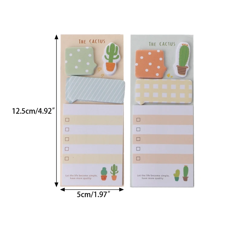 

2Pcs Cute Cactus Sticky Note Office Supplies Bookmark Paper Scrapbooking Sticker
