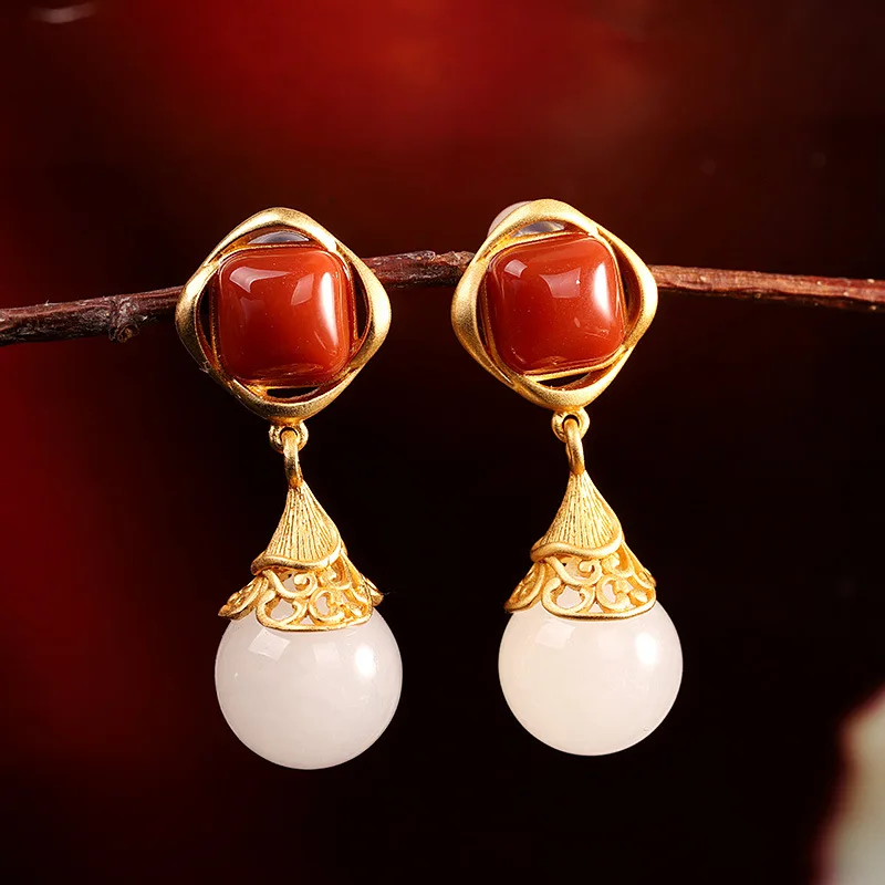 

Модная позолоченная женская подвеска MetJakt из серебра 925 пробы с нефритовым агатом