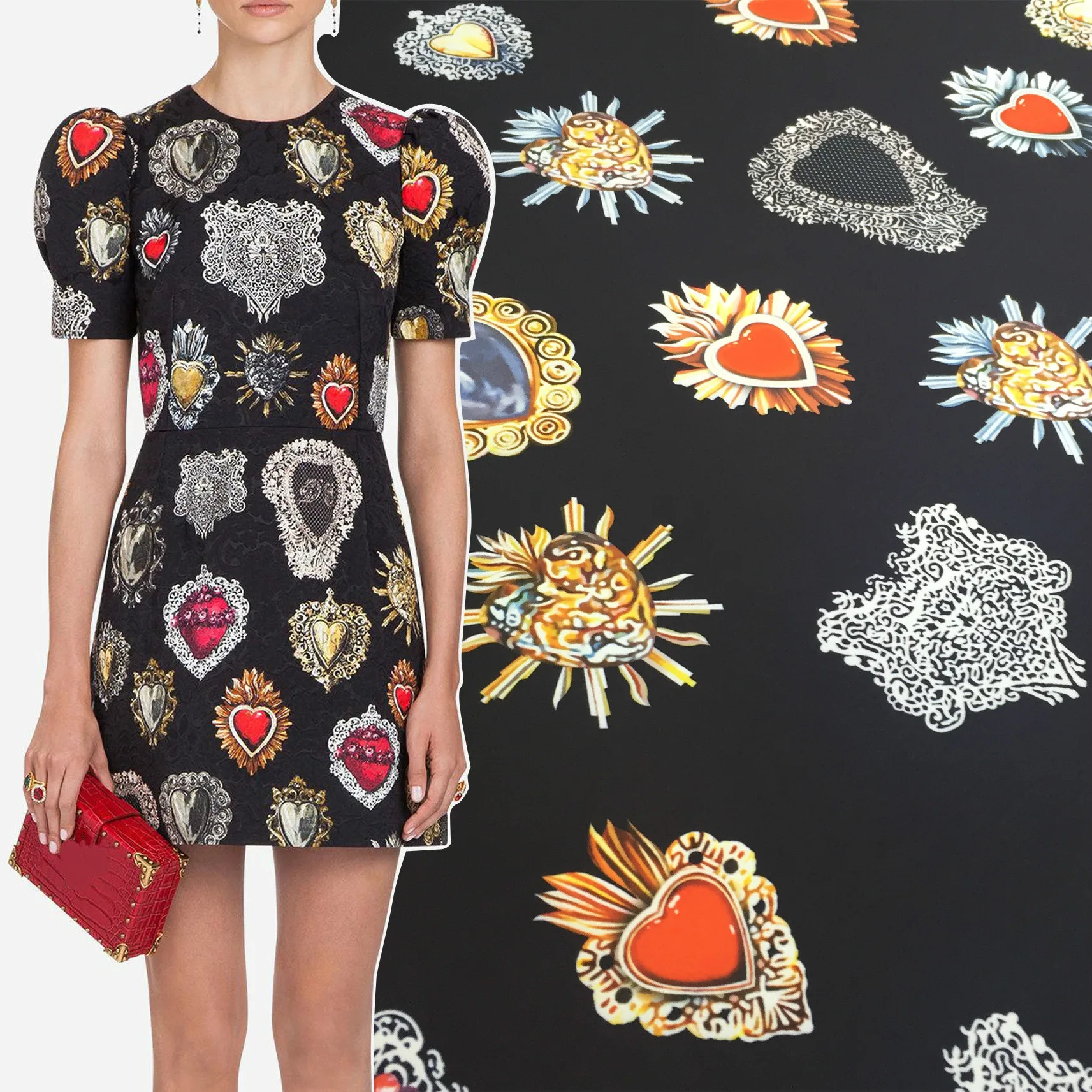 

Digital Printing Hand-painted Metal Gemstone Pattern Printed Fabric for Women's Dress Clothing Fabrics Per Meter for Sewing