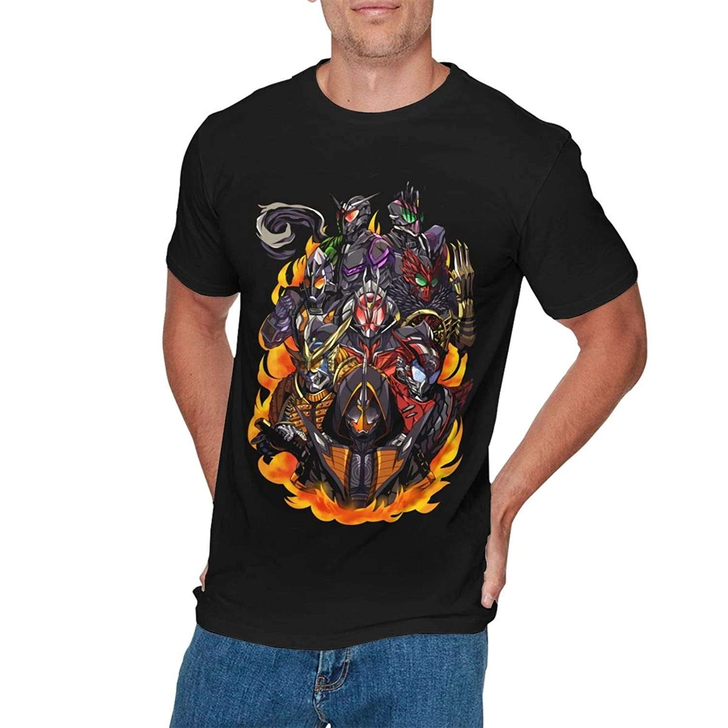 

Mens Anime Funny Kamen Rider Tee Black(6)