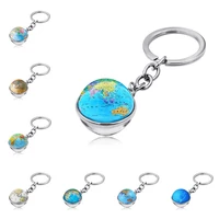wg 1pc map globe double sided glass ball time gemstone keychain keychain pendant cabochon keychain jewelry gift for friendship