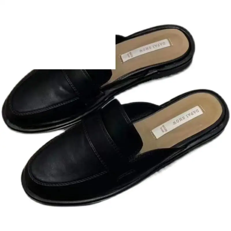 

Flat Shoes Female Mules For Women 2021 Loafers Ladies' Slippers Pantofle Cover Toe Soft New Slides Fretwork Hoof Heels Casual PU