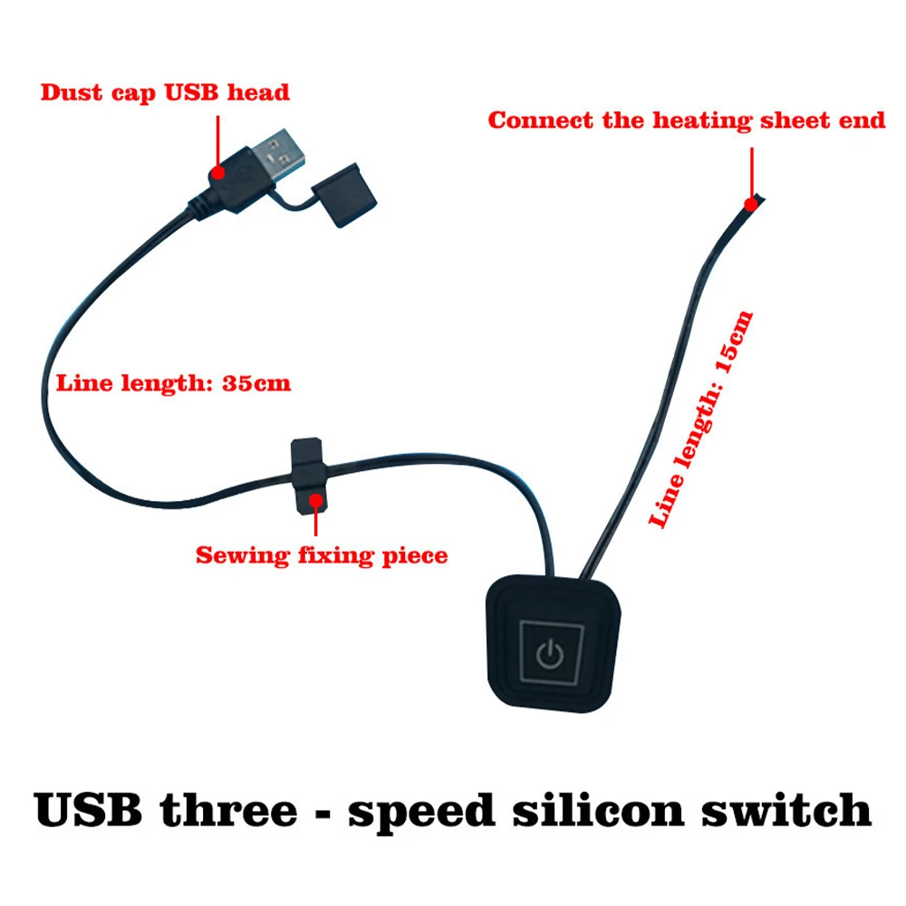 

Heating Vest Pad 3 Gear DIY Thermal Pads Washable USB Electric Vest Pad for Outdoor Heated Jacket Warm Gear Clothing
