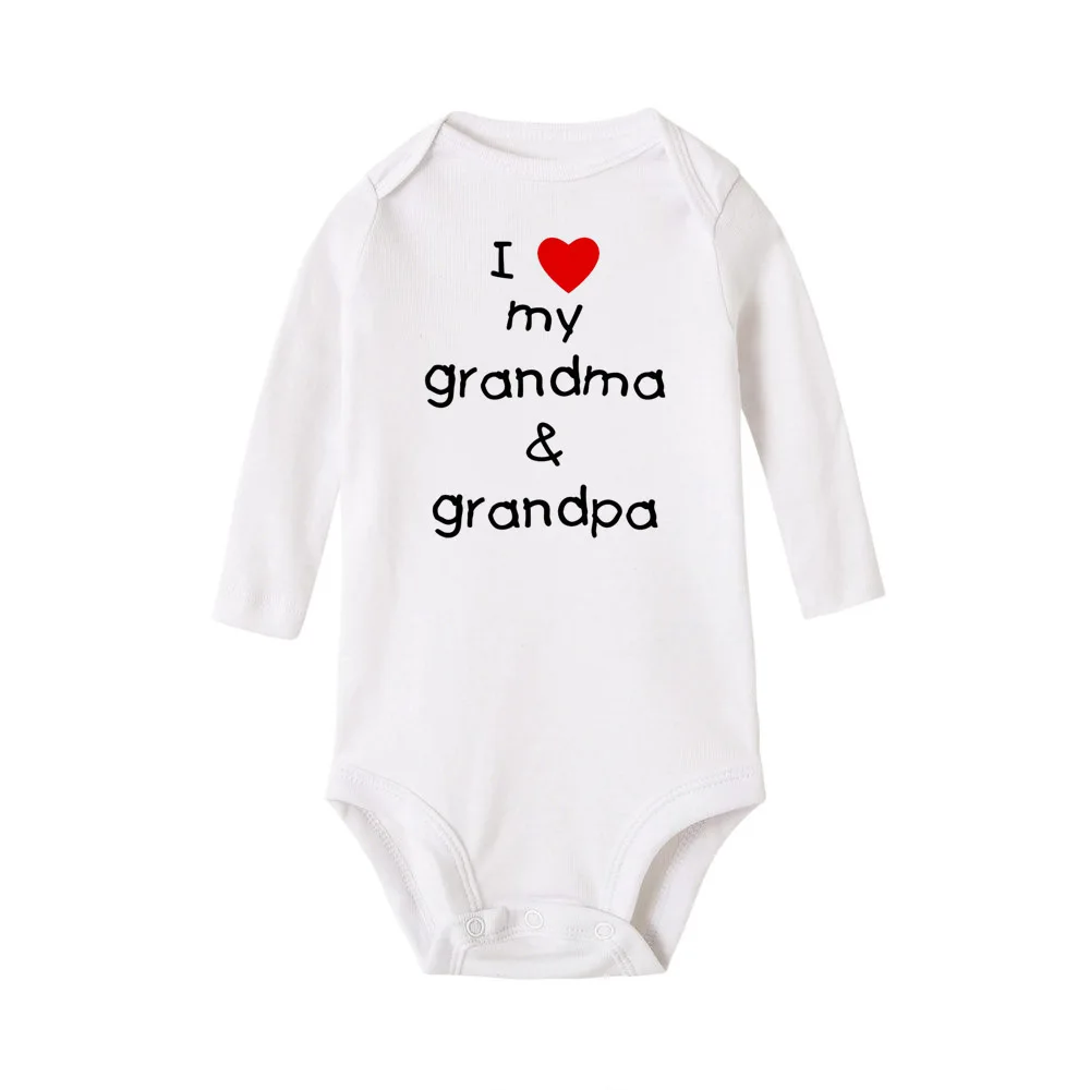 I Love My Grandma and Grandpa Baby Bodysuit Cute Newborn Rompers Autumn Long Sleeve Bodysuits Boy Girl Clothes | Мать и ребенок