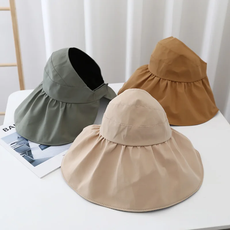 

summer UV protection bucket hat girl lady outdoor traveling easy taking empty top hat double side sun protection wide brim hat