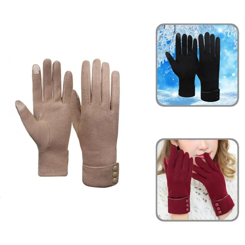 

Outdoor 1 Pair Trendy Full Fingers Winter Mittens High Friction Winter Mittens Solid Color for Skating
