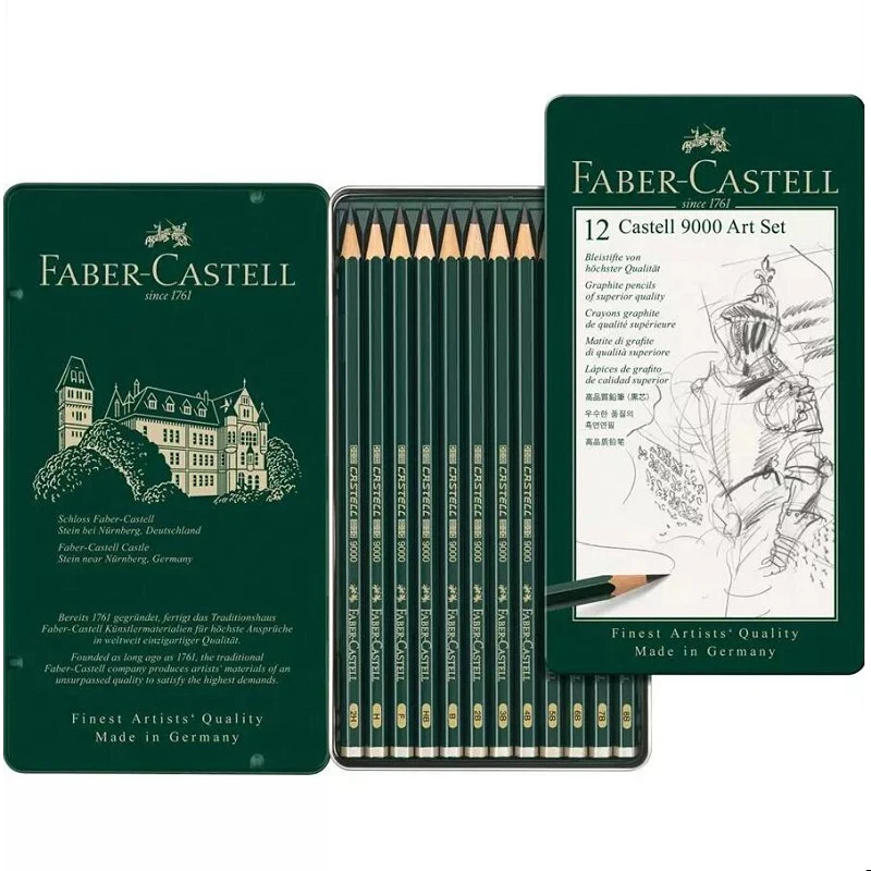 Набор для рисования Faber Castell 9000 жестяные профессиональные фотокарандаши 12 шт. 8B 7B