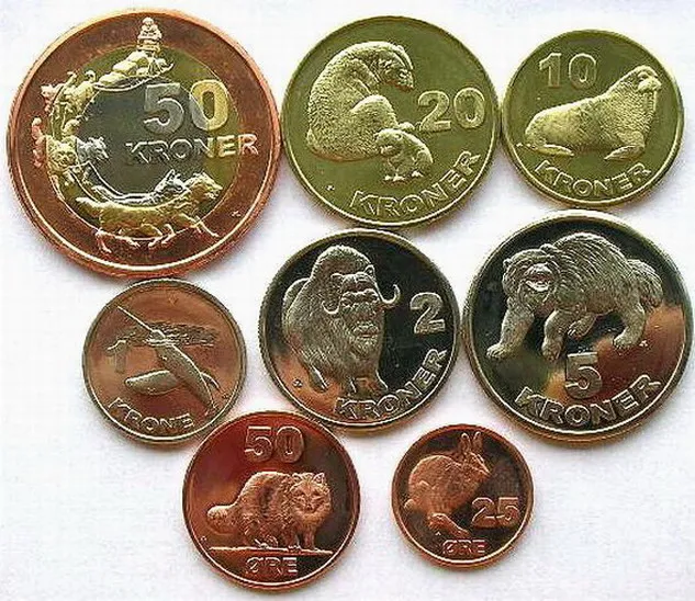 8 шт Гренландские острова(Дания), животные, 2010 год, монеты, подарок, не распространяется