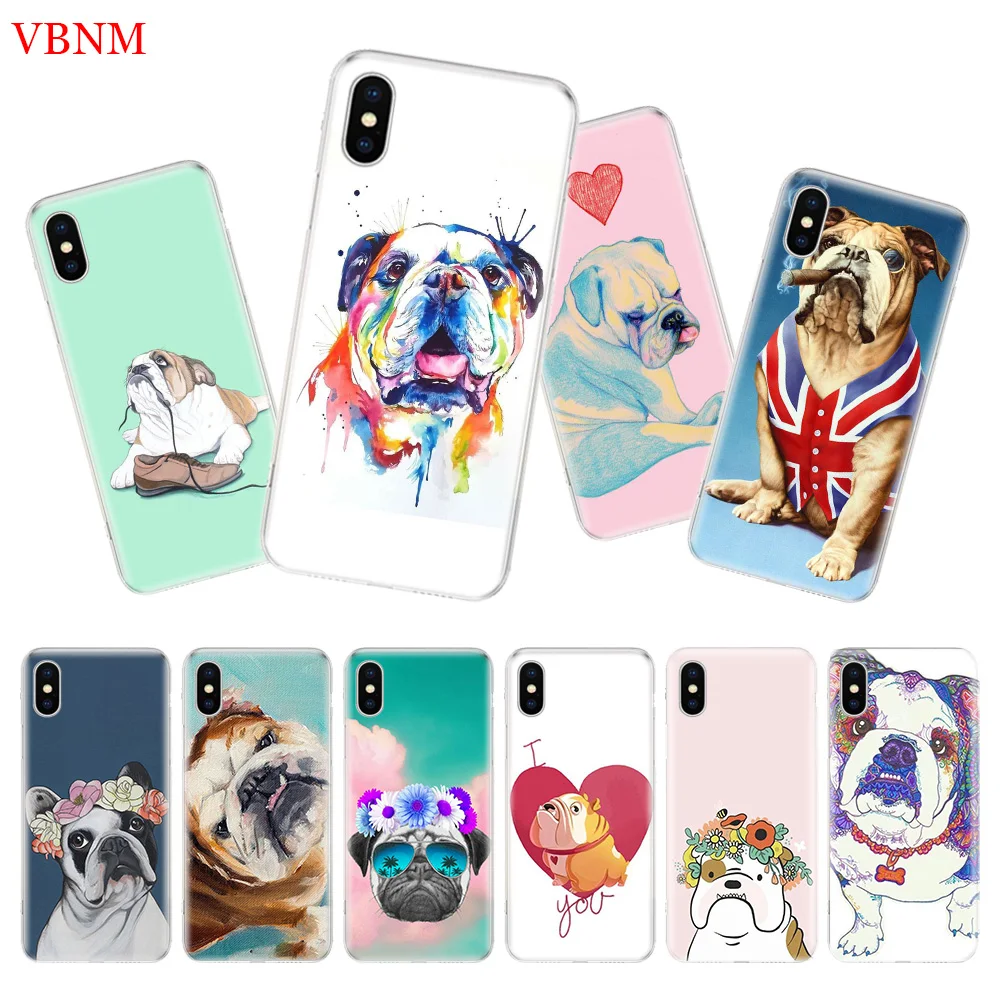 Питбуль бульдог Собака задняя крышка телефона чехол для iPhone 7 8 6 6S Plus X 10 Ten XS MAX XR 5 5S