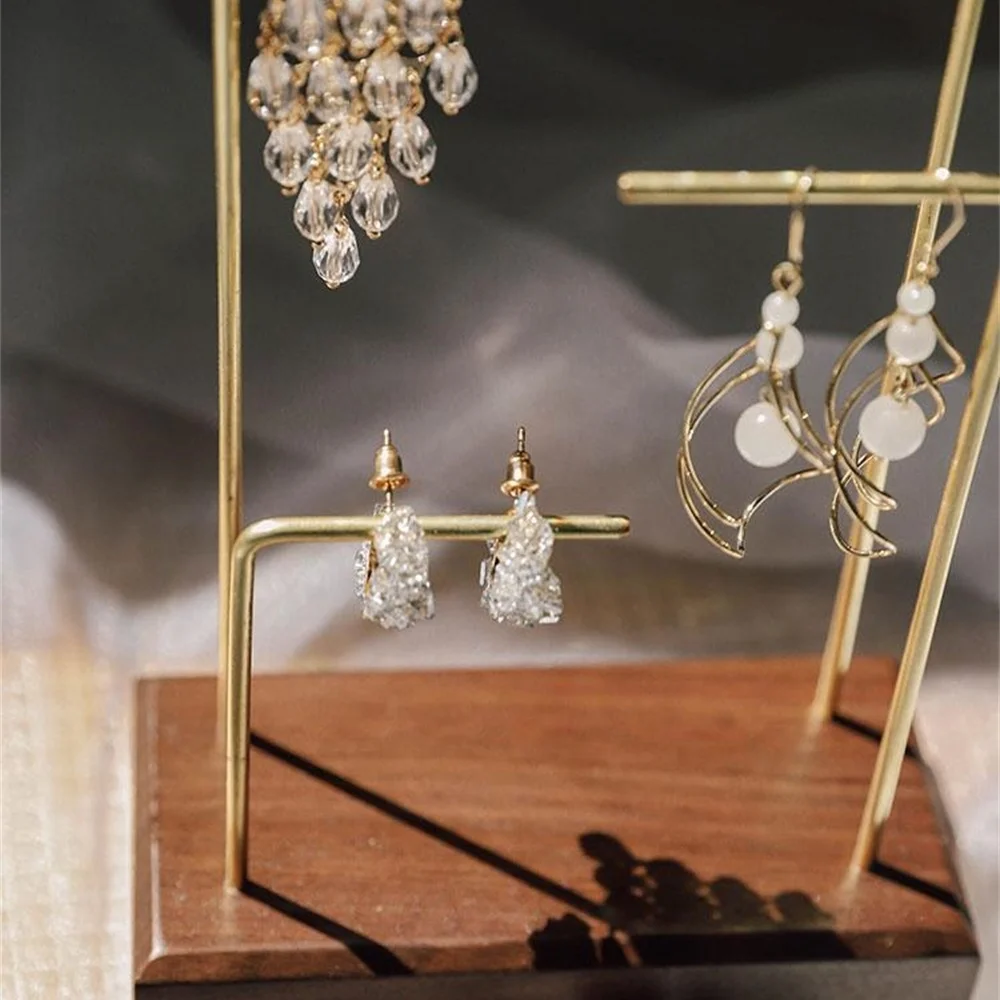 Showcase Wood Black Walnut Metal Pole Necklace Rack Table Jewelry Display Props Earring Hook Stand Earrings Ear Nail Holder | Дом и сад