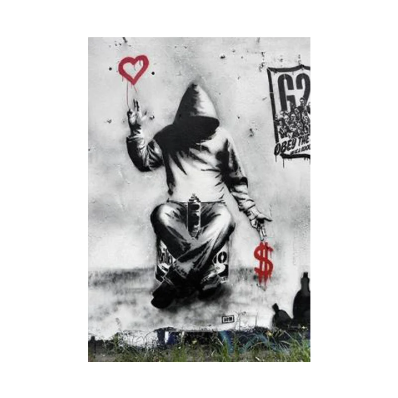 

Banksy Art Graffiti Love Over Money Street Art Canvas Printing Posters and Prints Wall Art Pictures for Living Room Decor