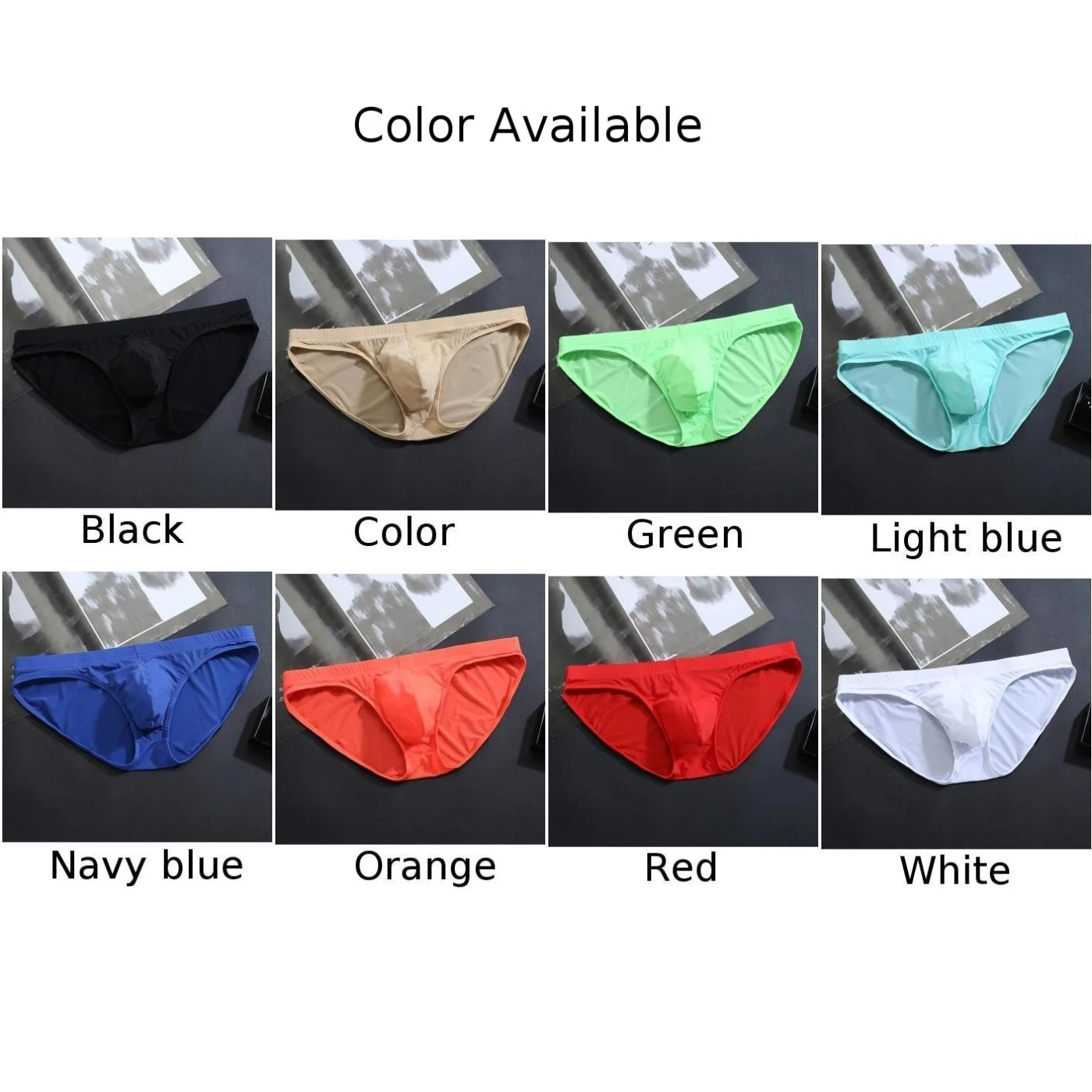 

Sexy Underwear Men Seamless Briefs Shorts Man Ice Silk Low Waist Panties Solid Semi-transparent U Convex Pouch Underpants