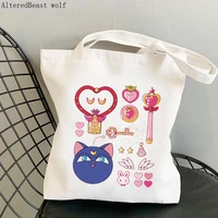 women shopper bag chibi moon starter kit meow bag harajuku shopping canvas shopper bag girl handbag tote shoulder lady bag