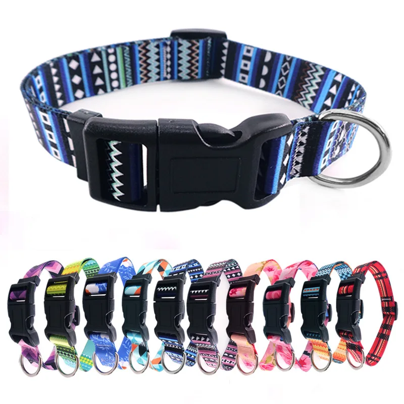 

Adjustable Multicolor Pet Supplies Digital Printing Bohemian Ethnic Style Dog Collar Suitable For Small And Medium-sized Dogs