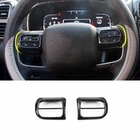 for citroen c5 aircross 2017 2018 2019 abs carbon fiber car steering wheel button frame cover trim car accessories styling 2pcs