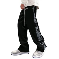 breasted pants mens spring and autumn tide brand hip hop cashew flower stitching straight loose wide leg drape mens sweatpants