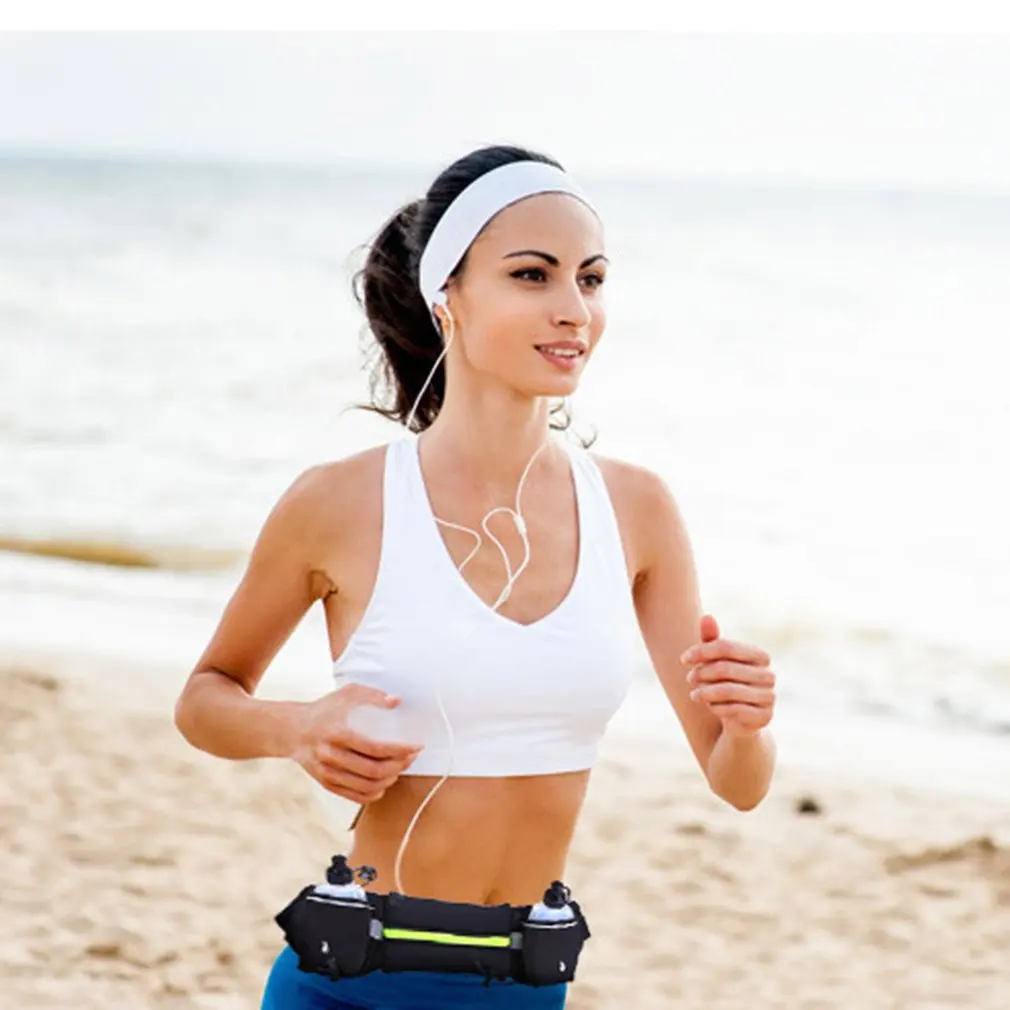 

Fitness Running Waist Bag Phone Pouch Kettle Holder Neutral Nylon Double Water Bottle Pack Pocket Waist Belt Band Adjustable