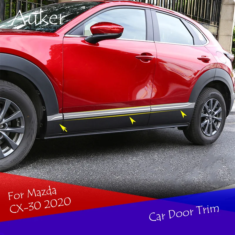 

Car Door Body Side Trim Strips Garnish Exterior Chrome Decorative Car-styling 6Pcs/Set For Mazda CX-30 CX30 2020 2021 Accessorie